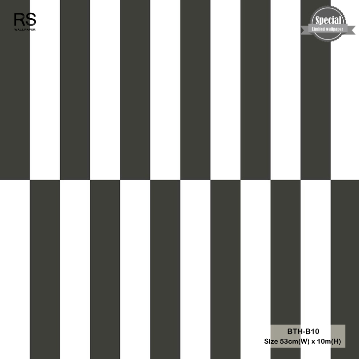 วอลเปเปอร์ลายทาง สีดำสลับสีขาว BTH-B10