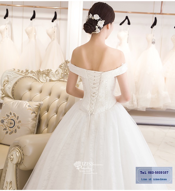 BR200 **พรีออเดอร์**ชุดแต่งงาน&ชุดเจ้าสาวแบบยาวสีขาวเกรดพรีเมี่ยม หรูหราน่ารัก สวยโดดเด่นไม่ซ้ำใคร