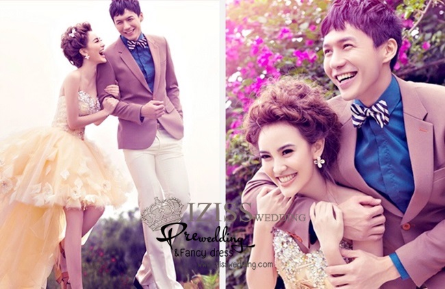 PW130 - Pre order ชุดคู่ถ่ายพรีเวดดิ้ง (prewedding dress) & ชุดแต่งงานแฟนซี (Fancy wedding dress)ชายหญิง "ธีมสีเหลือง-น้ำตาล"