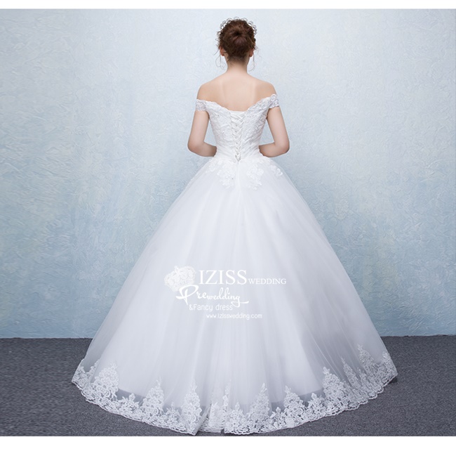 BR145 **พรีออเดอร์**ชุดแต่งงาน&ชุดเจ้าสาวแบบยาวสีขาวเกรดพรีเมี่ยม เปิดไหล่ มีแขน หรูหราน่ารัก สวยโดดเด่นไม่ซ้ำใคร