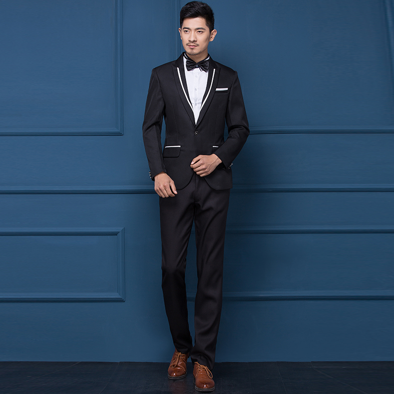 ST126- **พรีออเดอร์**สูทผู้ชายสีขาวสลับดำ สูทสีดำสลับขาว แขนยาว พร้อมกางเกง ชุดสูทเจ้าบ่าว สูทแฟนซี ถ่ายพรีเวดดิ้ง & ชุดแต่งงานแฟนซี (Fancy wedding dress) สูททักสิโด้ผู้ชายสีขาวและสีดำ