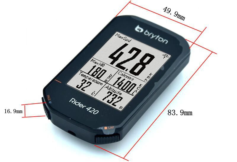 ไมล์วัดความเร็วจักรยาน แบบ GPS Bryton Rider 420E 420T พร้อมชุดวัดรอบขาและหัวใจ
