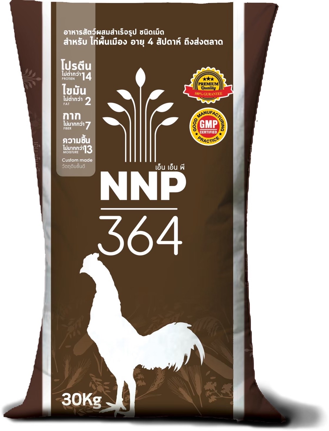อาหารไก่พื้นเมือง NNP 364 ระยะ 3 สัปดาห์-ขาย นานาพรรณ 364 ปริมาณโปรตีน 14% NNP 364