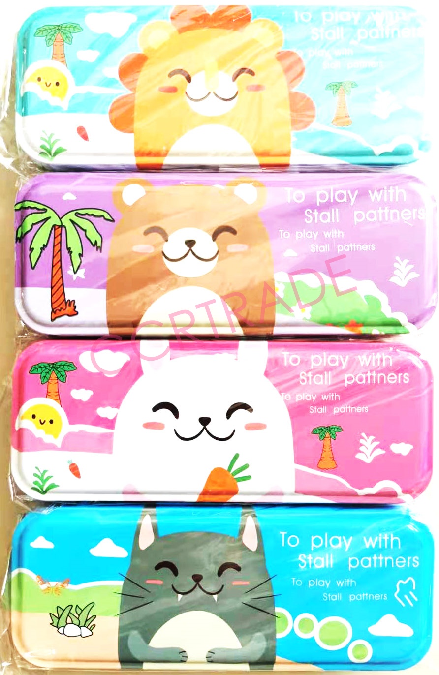 กล่องดินสอเหล็ก 2 ชั้น 20.5 ซม.(การ์ตูนชายหาด)