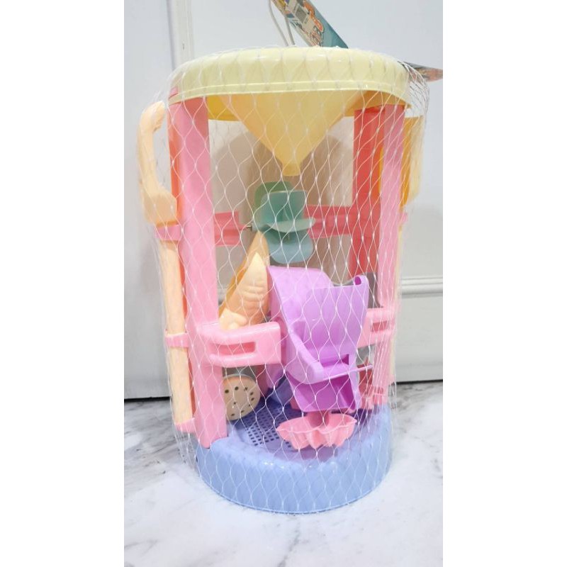 ที่ตักทราย กังหันตักทราย 10 ชิ้นครบชุด สีพาสเทล