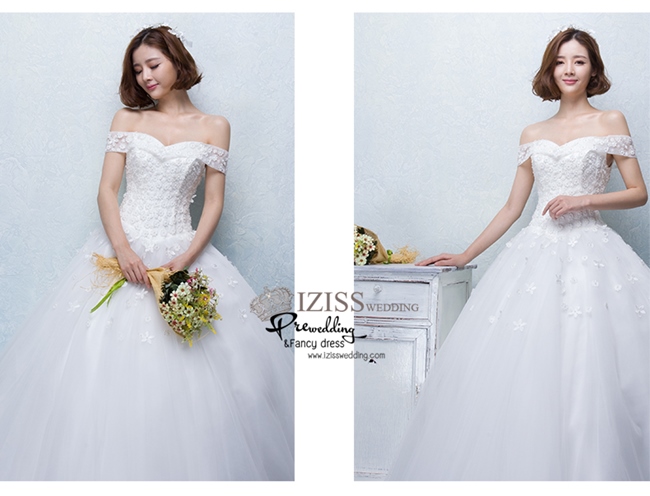 BR151 **พรีออเดอร์**ชุดแต่งงาน&ชุดเจ้าสาวแบบยาวสีขาวเกรดพรีเมี่ยม เปิดไหล่ มีแขน หรูหราน่ารัก สวยโดดเด่นไม่ซ้ำใคร