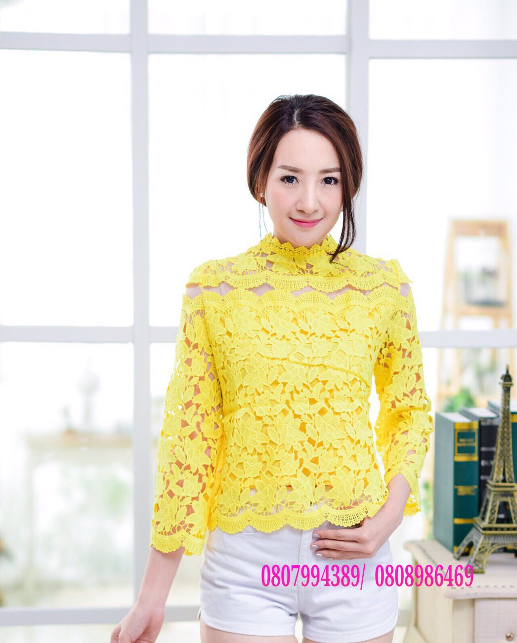 เสื้อลูกไม้สไตน์เกาหลีสีเหลือง เสื้อลูกไม้สไตน์วัยรุ่นสีเหลือง เสื้อใส่ผ้าซิ่น เสื้อลูกไม้แขนยาว5 ส่วน เสื้อลูกไม้ใส่กับผ้าถุงสีเหลืองสวยๆ