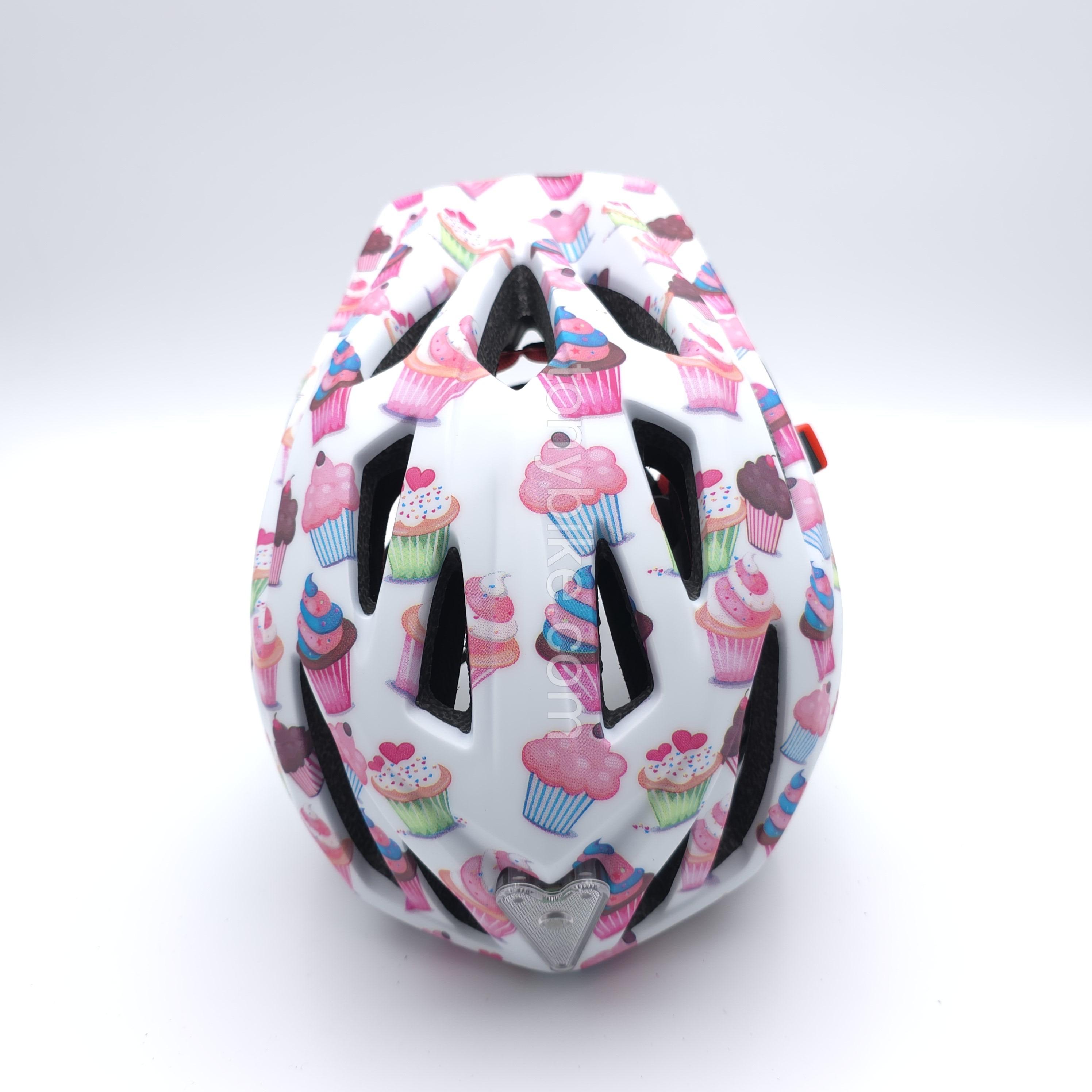 หมวกจักรยานเด็ก เต็มใบ สีขาว ลายขนม 46-53 ซม.