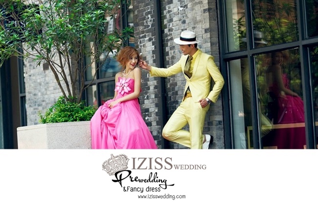 PW192 - Pre order ชุดคู่ถ่ายพรีเวดดิ้ง (prewedding dress) & ชุดแต่งงานแฟนซี (Fancy wedding dress)ชายหญิง "ธีมสีชมพู-เหลือง"