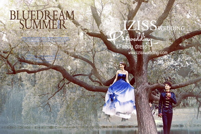 PW020 - **เลิกผลิตค่ะ** ชุดคู่ถ่ายพรีเวดดิ้ง (prewedding dress) & ชุดแต่งงานแฟนซี (Fancy wedding dress)ชายหญิง "ธีมเจ้าหญิงชุดสีน้ำเงินน้ำทะเล-ดำ"