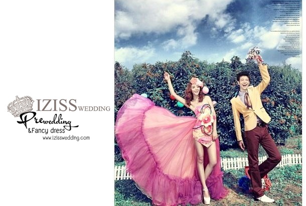 PW025 - **เลิกผลิตค่ะ** ชุดคู่ถ่ายพรีเวดดิ้ง (prewedding dress) & ชุดแต่งงานแฟนซี (Fancy wedding dress)ชายหญิง "ธีมสีชมพู-เหลือง"