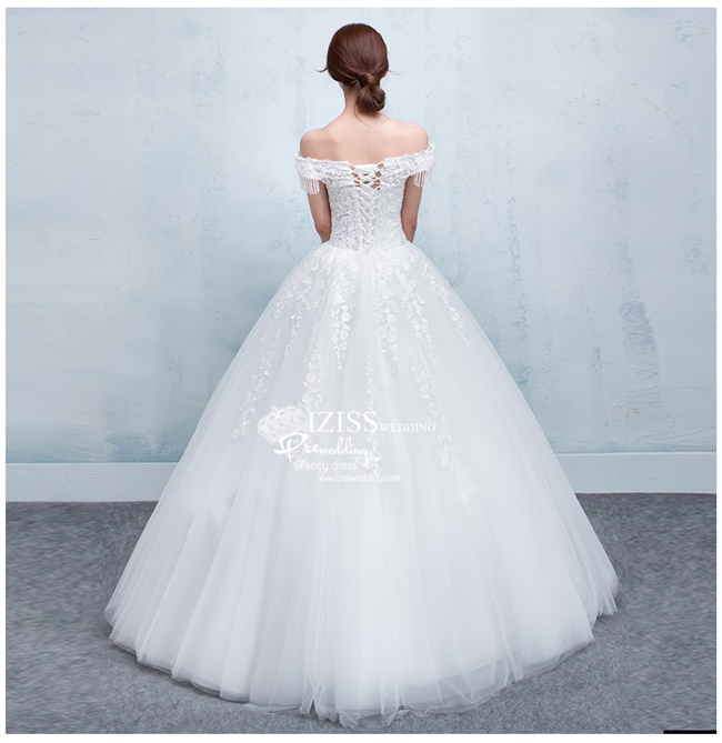 BR227 **พร้อมส่ง**ชุดแต่งงาน&ชุดเจ้าสาวแบบยาวสีขาวเกรดพรีเมี่ยม หรูหราน่ารัก สวยโดดเด่นไม่ซ้ำใคร สวยงามดุจเจ้าหญิง