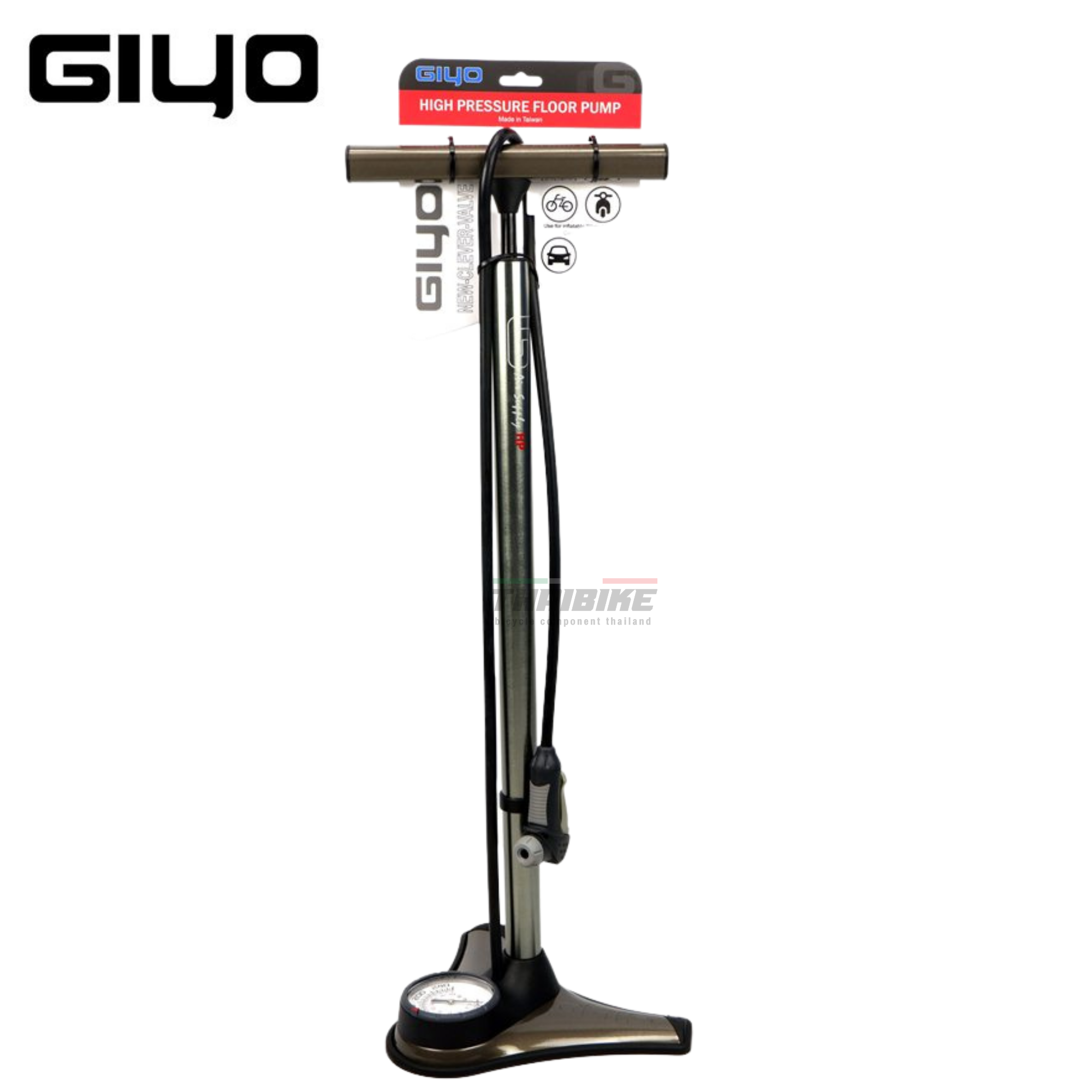 สูบจักรยานตั้งพื้น มอเตอร์ไซต์ GIYO GF-71HP แรงดัน 260PSI/GF-71 180PSI