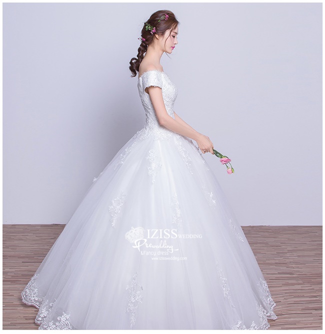 BR224 **พรีออเดอร์**ชุดแต่งงาน&ชุดเจ้าสาวแบบยาวสีขาวเกรดพรีเมี่ยม หรูหราน่ารัก สวยโดดเด่นไม่ซ้ำใคร สวยงามดุจเจ้าหญิง