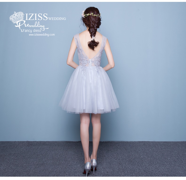DS009 - **Pre order**ชุดราตรีหรู เดรสสั้นออกงาน (short dresses) ชุดไปงานแต่งงานสวยๆ ชุดยกน้ำชา "ธีมสีเทา"