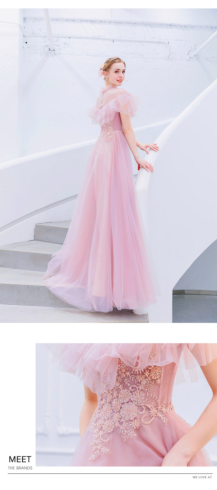 DL114 **พรีออเดอร์** ชุดออกงานสีชมพู ชุดราตรี เดรสยาวออกงาน (Night party dresses) ชุดไปงานแต่งงานสวยๆ "ธีมสีชมพู"