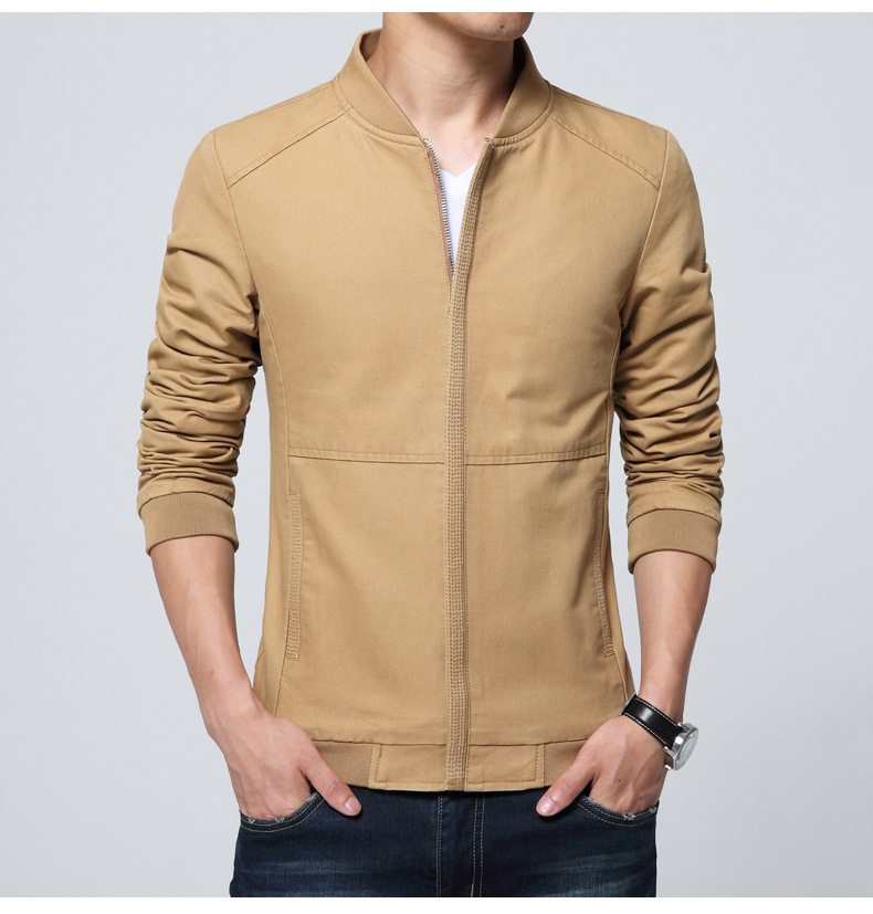 เสื้อแจ็คเก็ต ผู้ชาย สีกากี ซิปหน้า ปลายแขนจั้ม กระเป๋าข้างใช้งานได้ เสื้อมีซับใน ใส่ทำงาน ใส่เที่ยว เสื้อคลุมผู้ชาย 