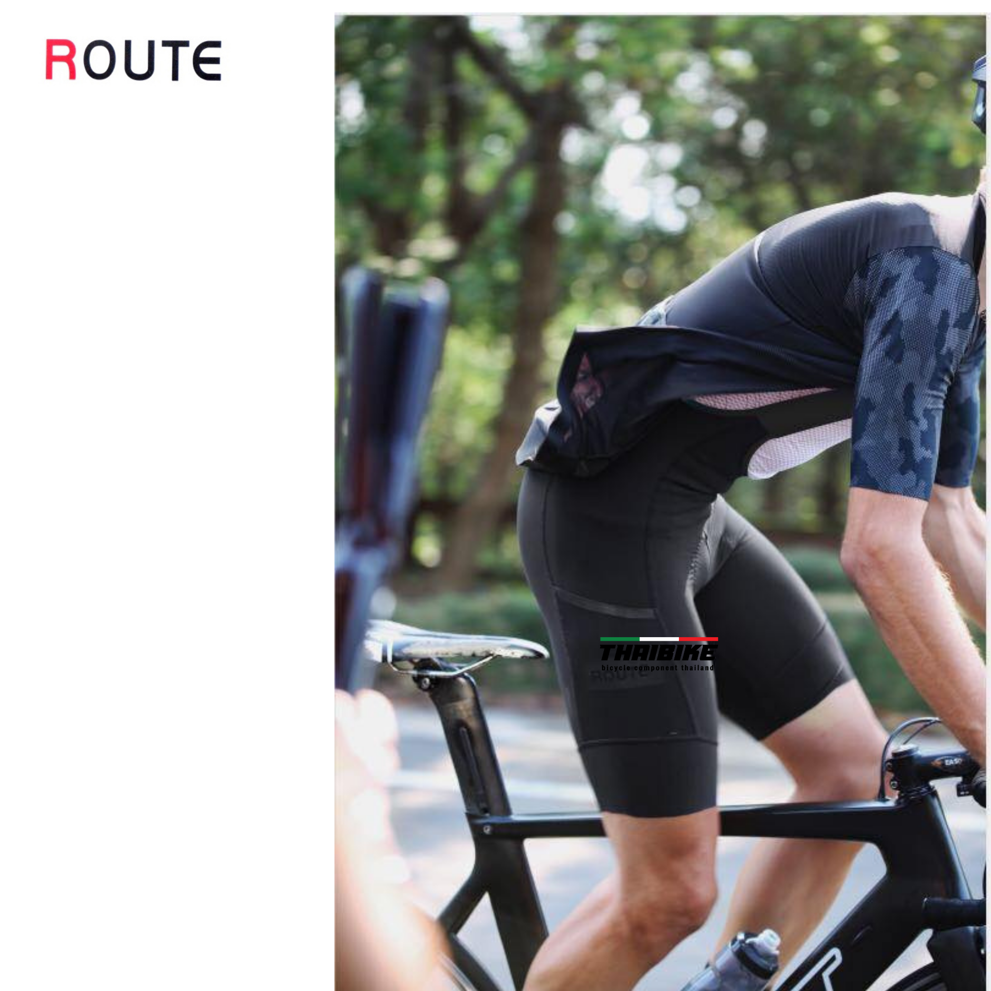 กางเกงเอี้ยมขาสั้นปั่นจักรยาน ROUTE Cycling Bib Short แถมกระเป๋าทุกสี