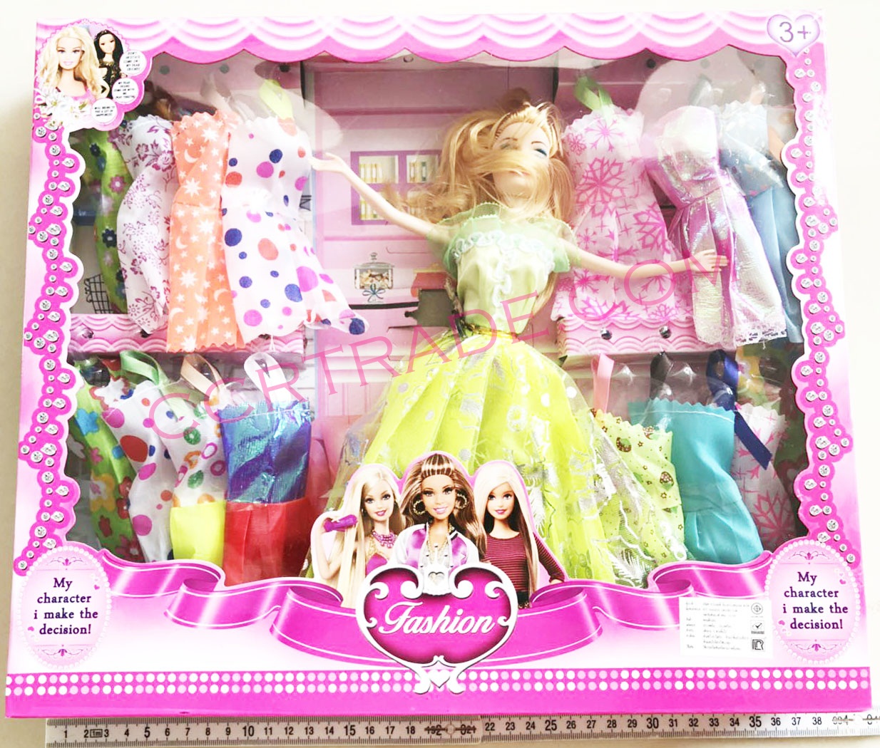 บาร์บี้เจ้าหญิงแต่งตัว+ชุดกระโปรง 16 ชุดกล่องชมพู 38 ซม.(1x3)