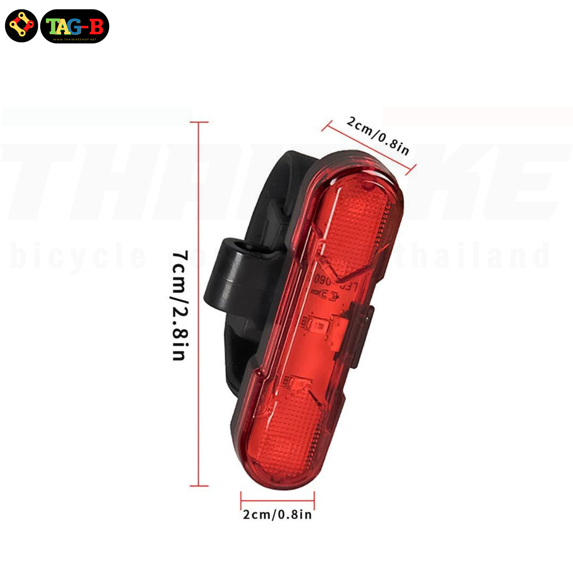ไฟท้ายจักรยานแบบชาร์จ USB ไฟสีแดง/สีขาว/สีน้ำเงิน THAIBIKE AS1010