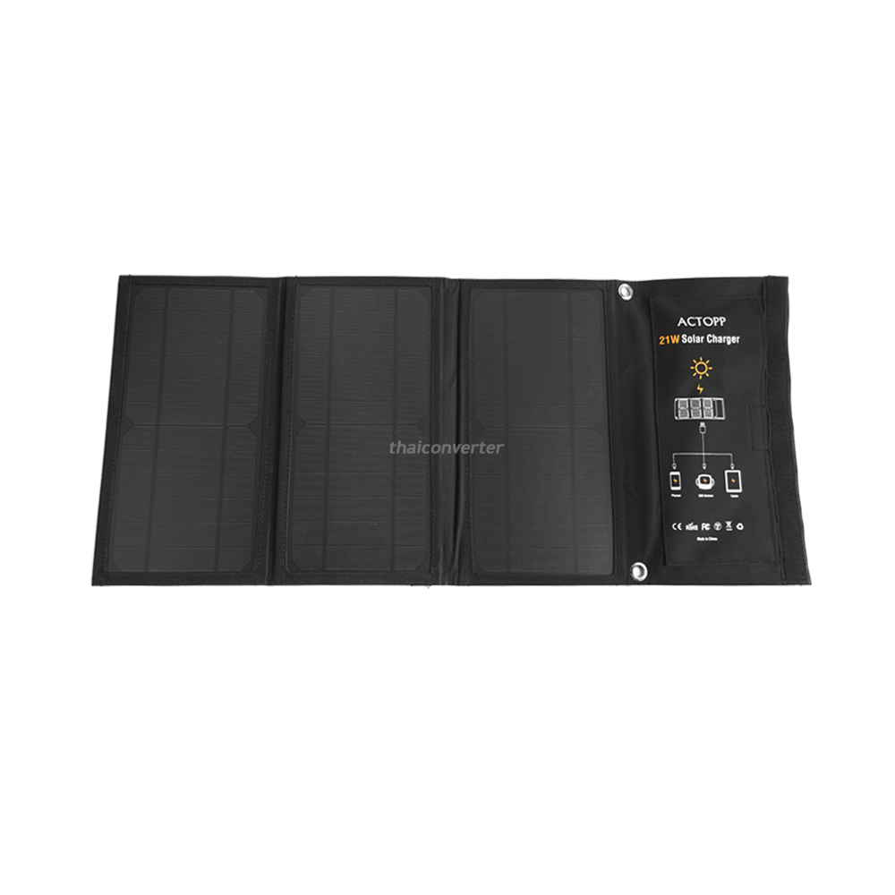โซล่าเซลล์พกพา ขนาด 21W Solar Cell Charger 21W พร้อมช่องชาร์จ USB 2 ช่อง 3.5A Max