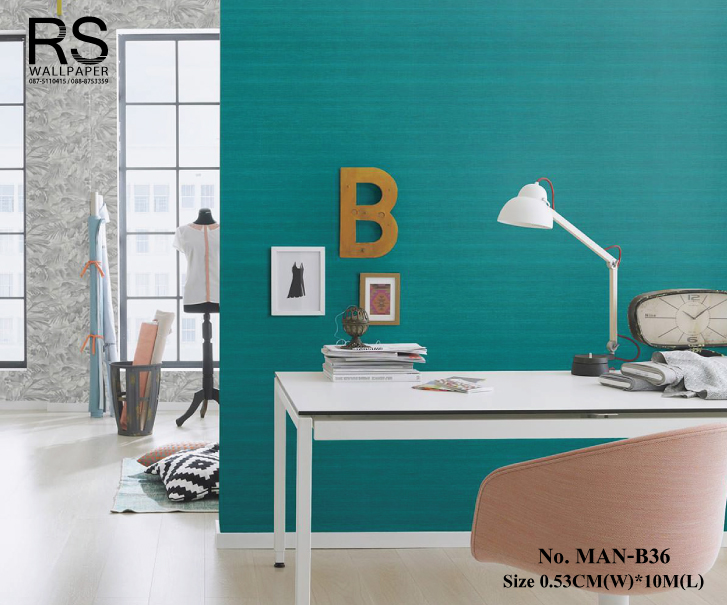 วอลเปเปอร์เทกเจอร์ผ้าพื้นสีฟ้า MAN-B36