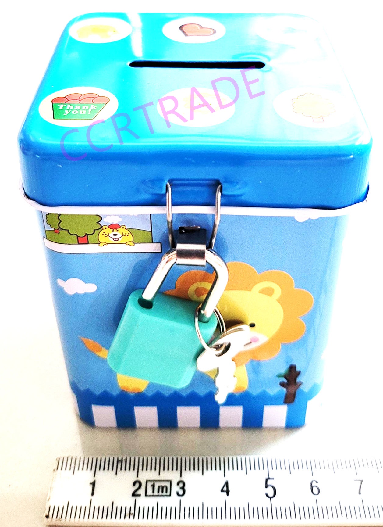 ออมสินเหล็กสี่เหลี่ยม+กุญแจถุง 6.5x8 ซม.