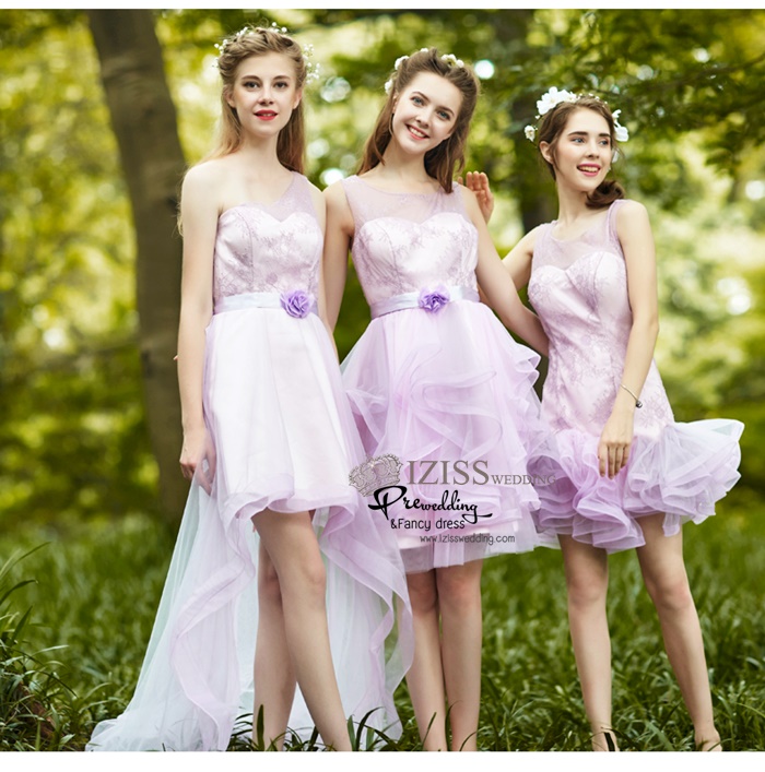 ฺBM0122 - พรีออเดอร์ ชุดเพื่อนเจ้าสาวราตรีสั้นธีมสีม่วง น่ารักมากๆค่ะ