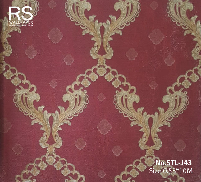 วอลเปเปอร์ลายหลุยส์สีทอง พื้นสีแดง No.STL-J43