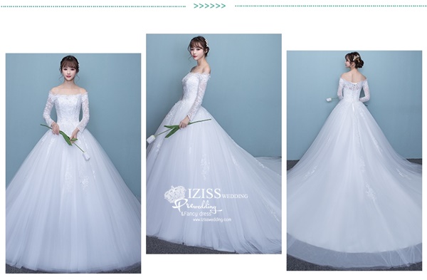 BR305 **พรีออเดอร์**ชุดแต่งงาน&ชุดเจ้าสาวแบบยาวสีขาวเกรดพรีเมี่ยม หรูหราน่ารัก สวยโดดเด่นไม่ซ้ำใคร