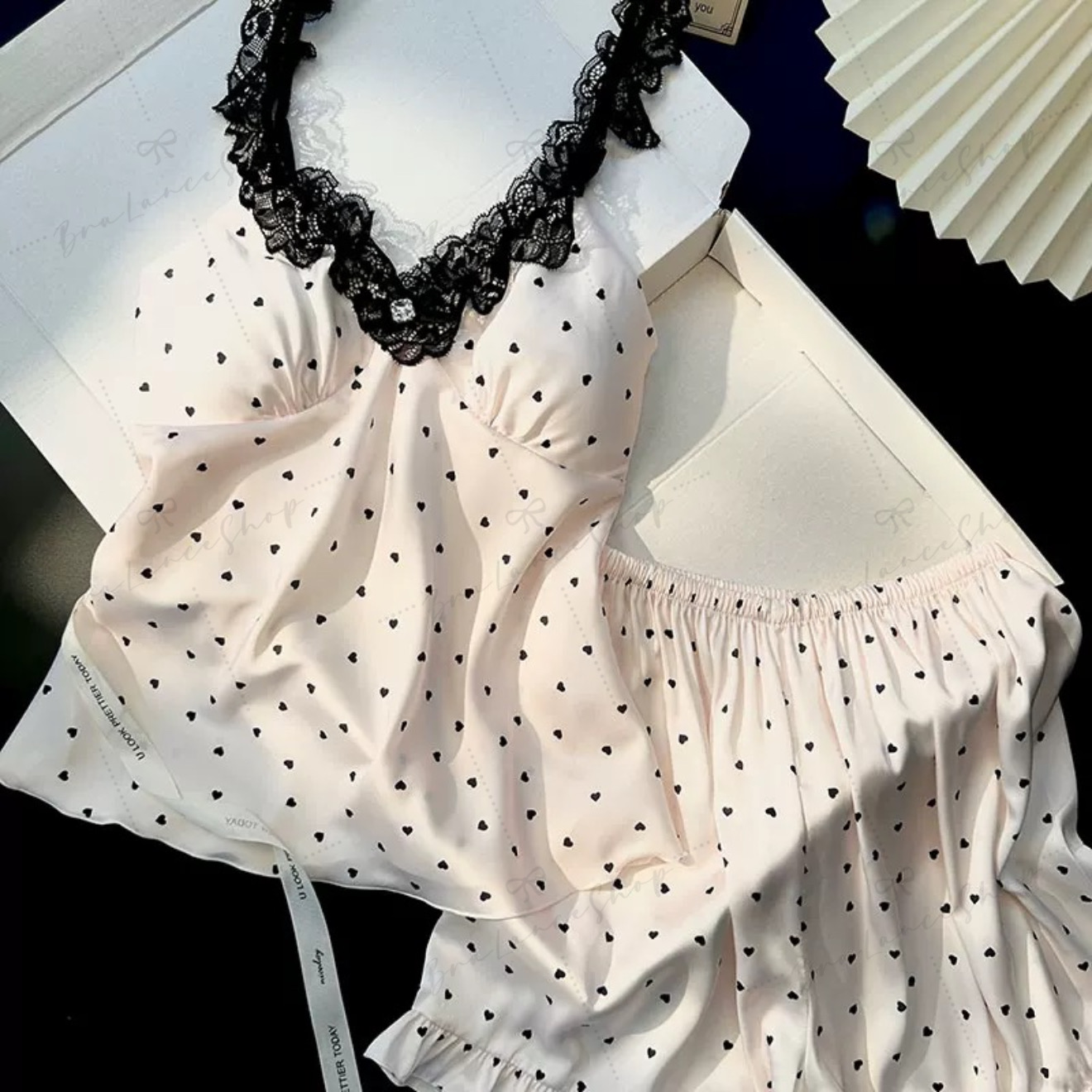 BLS✿681 ชุดนอนลูกไม้ขาสั้น