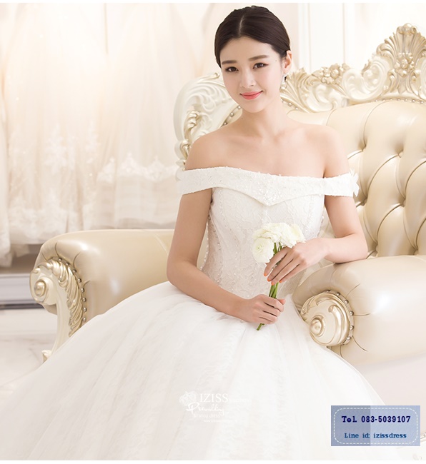 BR200 **พรีออเดอร์**ชุดแต่งงาน&ชุดเจ้าสาวแบบยาวสีขาวเกรดพรีเมี่ยม หรูหราน่ารัก สวยโดดเด่นไม่ซ้ำใคร