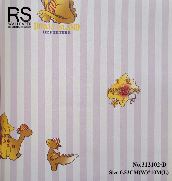 วอลเปเปอร์ ล้างสต๊อกไดโนเสาร์ ลายทางสีม่วง 312102-D