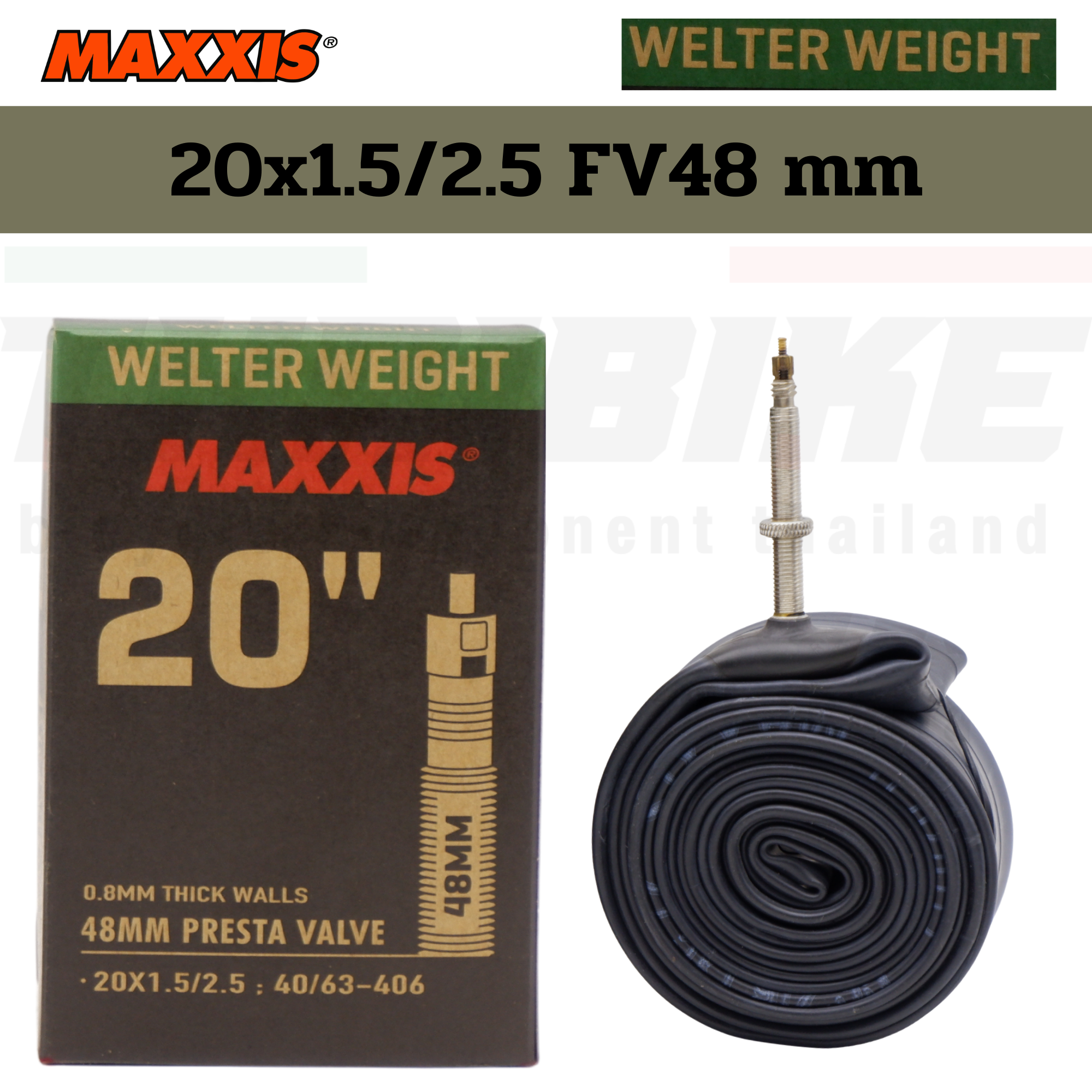 ยางในจักรยาน MAXXIS Welter Weight 20x1.5/2.5 FV48mm AV48mm