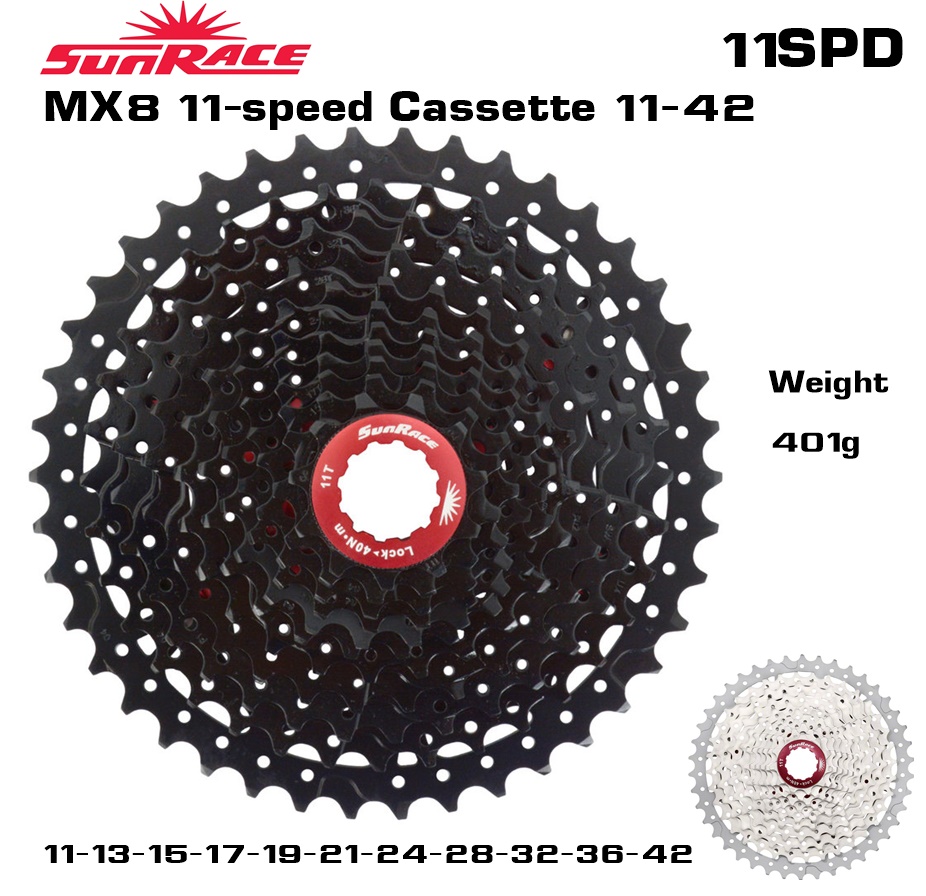 เฟืองจักรยาน SUNRACE 11 speed รุ่น MX8 11-42T ตัว top