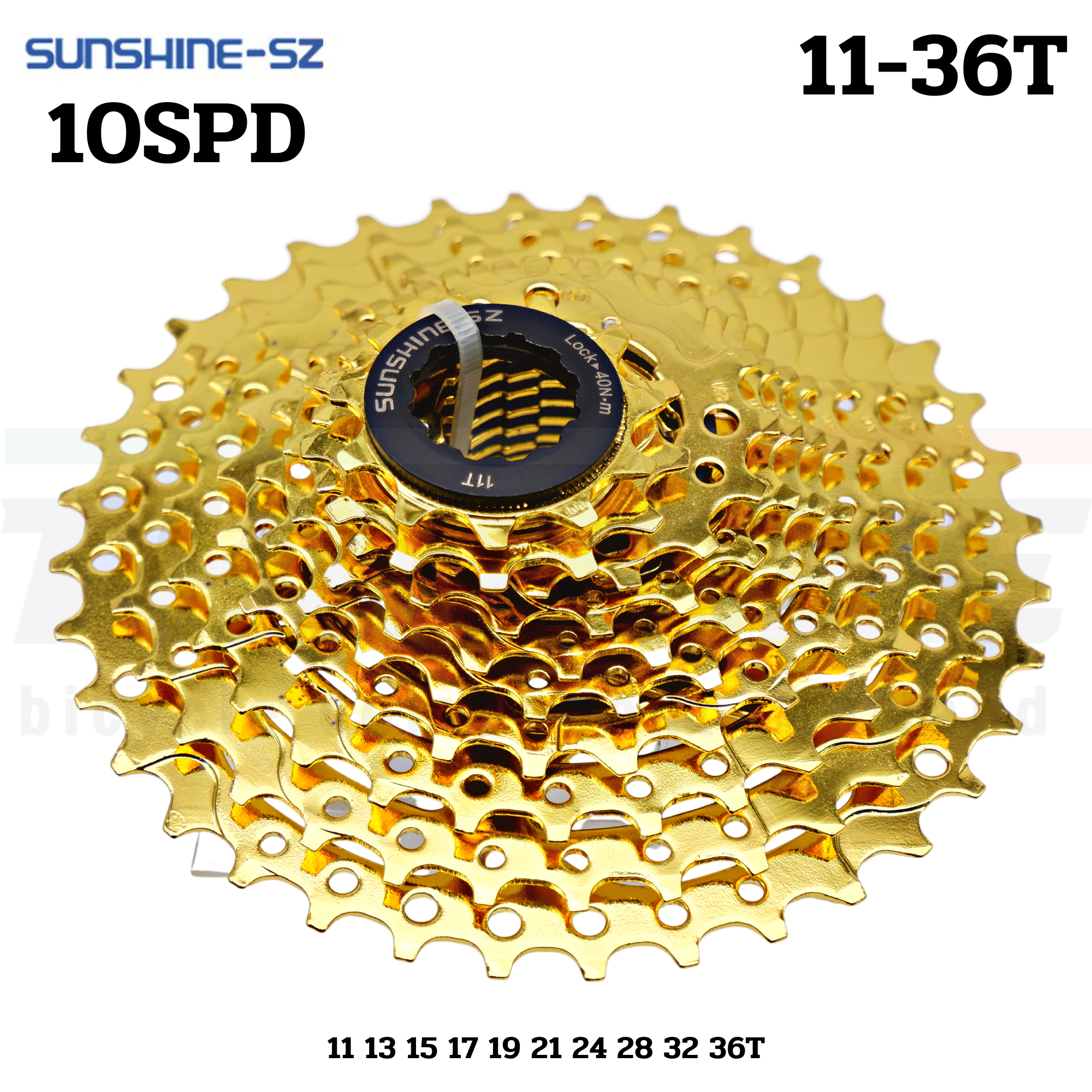 เฟืองจักรยานเสือหมอบเสือภูเขา สีทอง SUNSHINE 10SPD ขนาด 11-36T