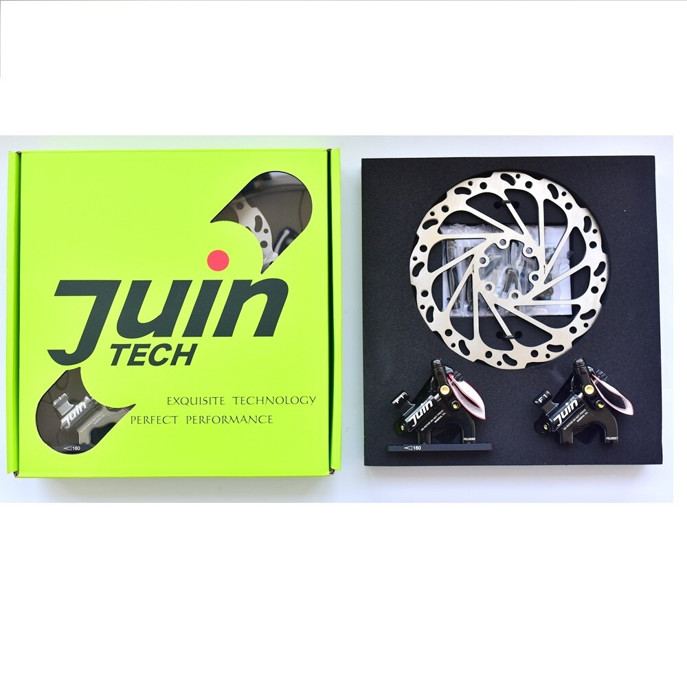 ชุดดิสเบรคจักรยานน้ำมันแบบดึงสาย Juin Tech F1 flat mount Disc Brake hydraulic แถมฟรีใบดิส 2 ใบ