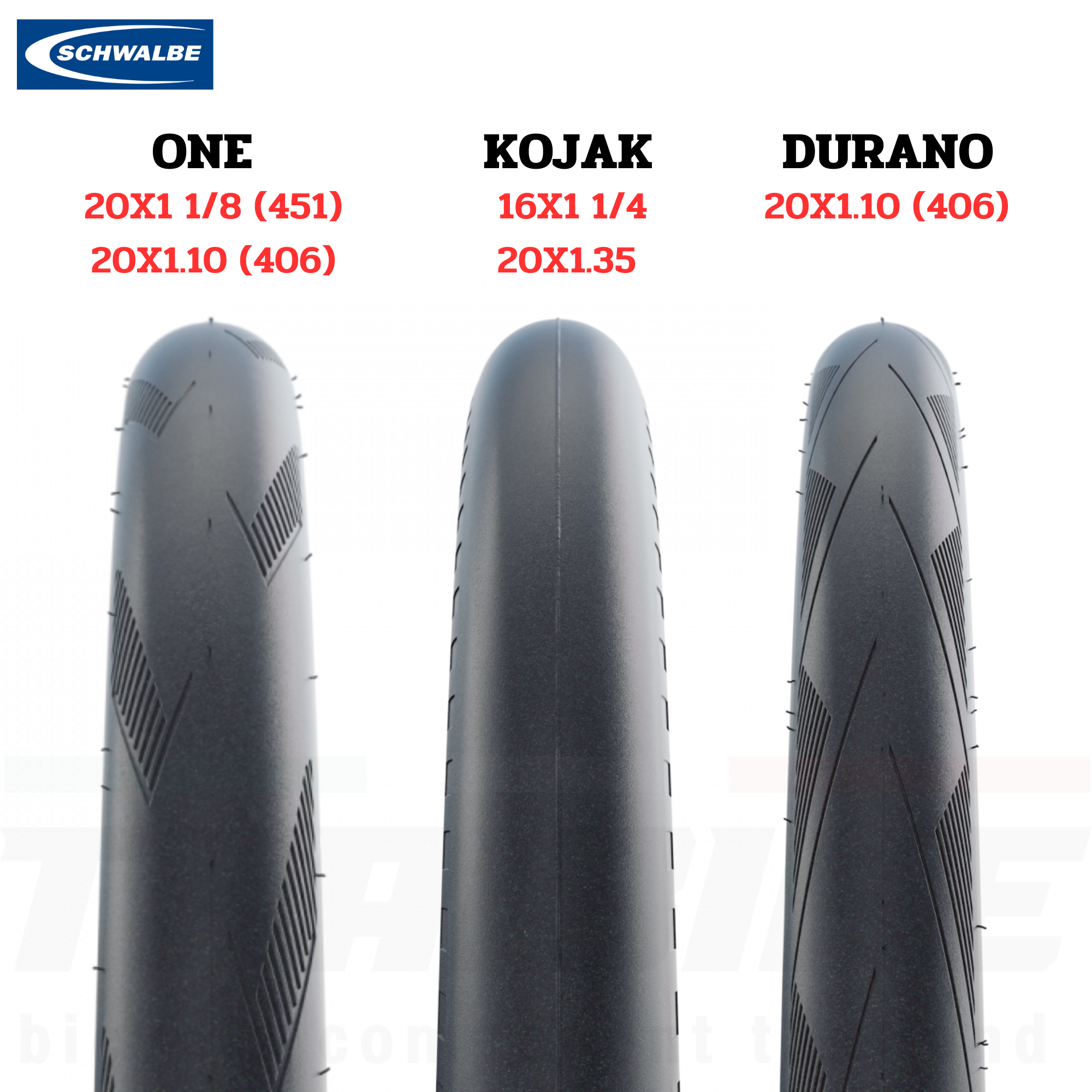 ยางนอกจักรยานขอบลวด SCHWALBE ONE,DURANO,KOJAK 20X1.35 20X1 1/8(451) 16X1 1/4