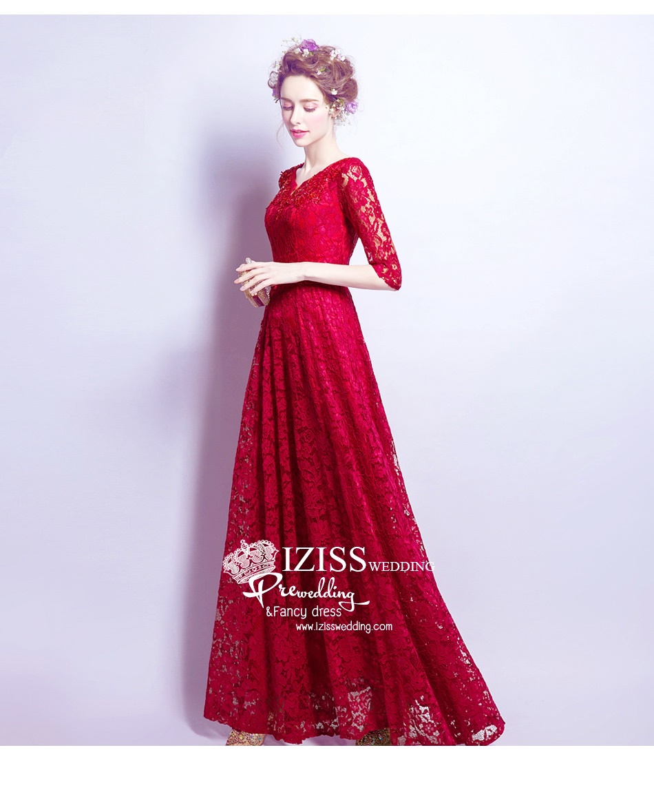 DL001 - **Pre order** ชุดราตรีเดรสยาวออกงาน (Evening dresses) ชุดไปงานแต่งงานสวยๆ "ธีมสีแดง"