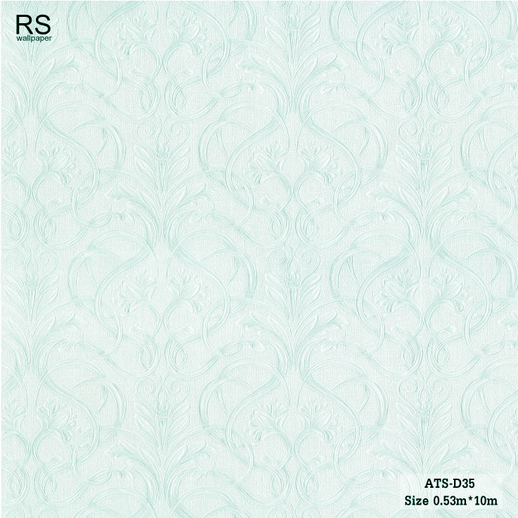 วอลเปเปอร์ ลายหลุยส์คลาสสิค โทนสีฟ้าอ่อนอมเขียว ATS-D35