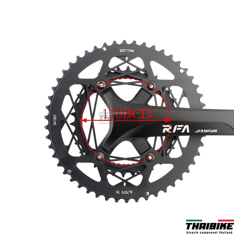 ชุดขาจานจักรยานเสือหมอบพร้อมกะโหลก ยี่ห้อ Jiankun RFA ขนาด 50-34T ขาจาน 170มม.