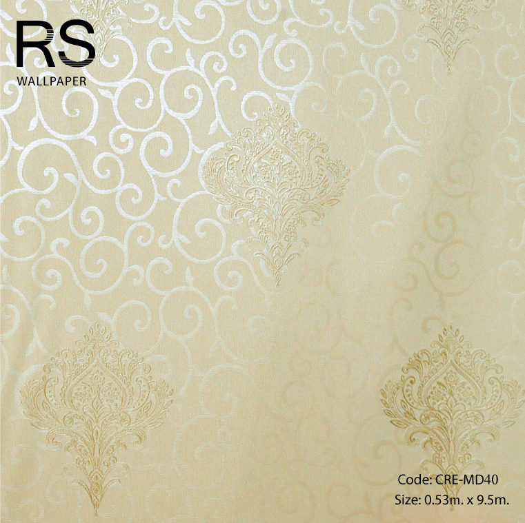 วอลเปเปอร์ลายคลาสสิคโทนสีน้ำตาลครีม CRE-MD40