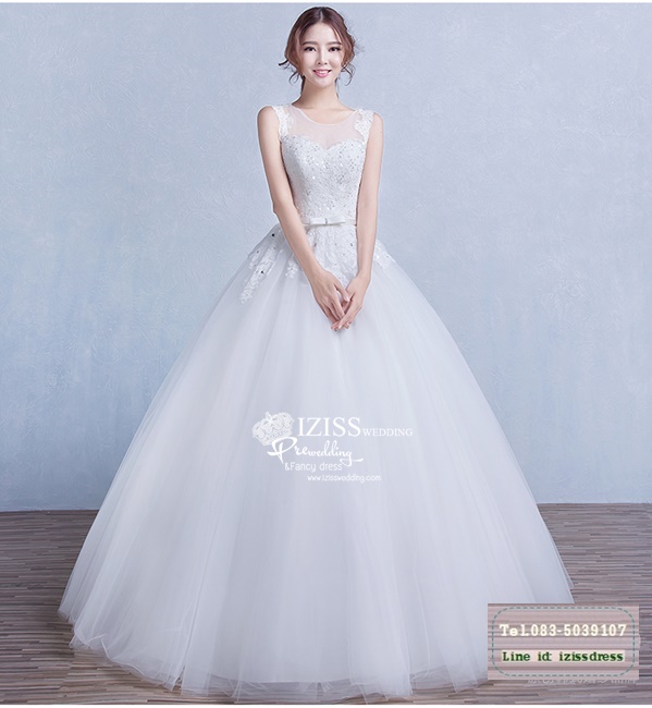 BR194 **พร้อมส่ง**ชุดแต่งงาน&ชุดเจ้าสาวแบบยาวสีขาวเกรดพรีเมี่ยม เปิดไหล่ มีแขน หรูหราน่ารัก สวยโดดเด่นไม่ซ้ำใคร