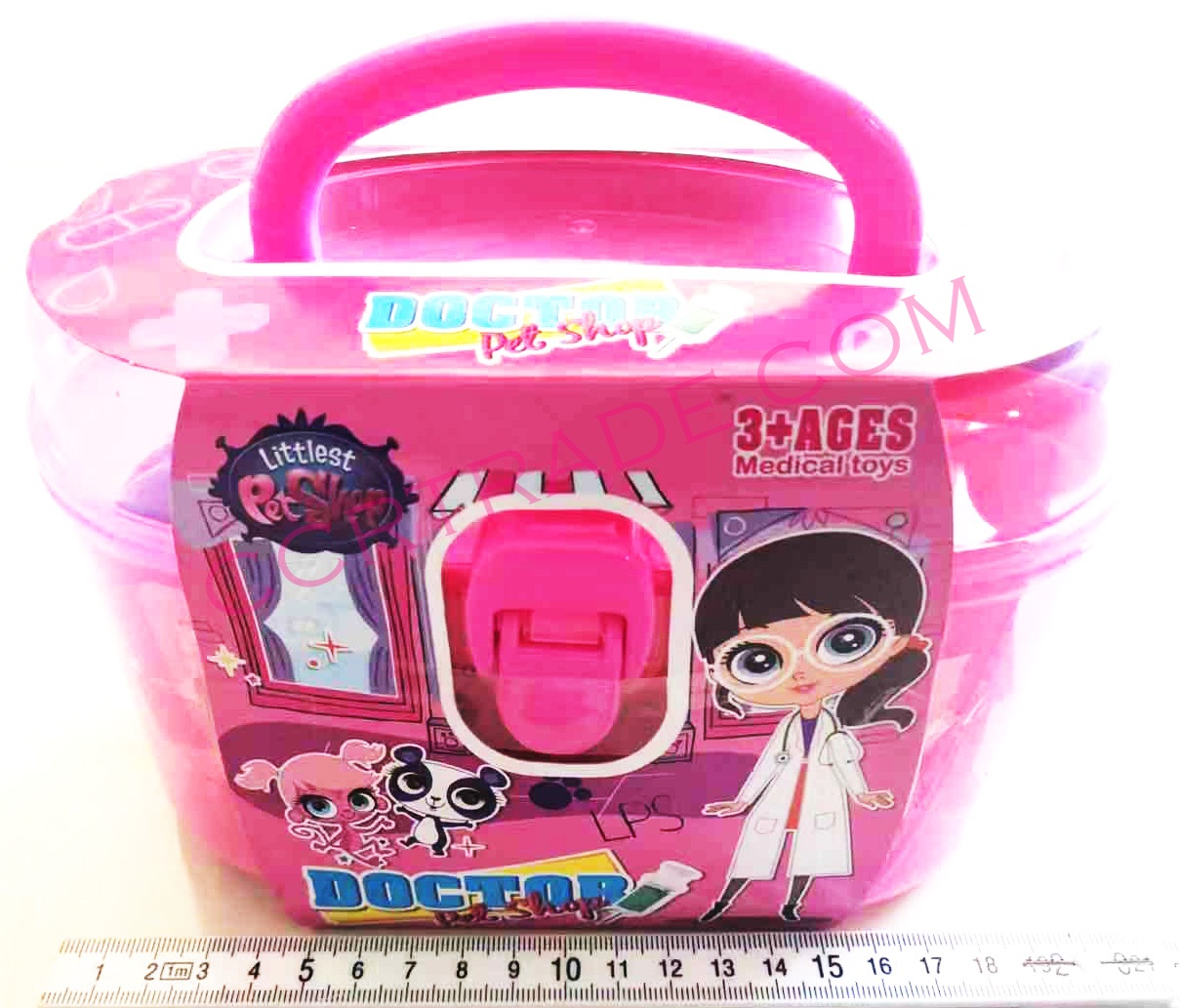 ชุดหมอลิตเติ้ลเพ็ทช็อป+กระเป๋าหิ้ว 18x19.5 ซม.(ลิขสิทธิ์แท้)(1x6)