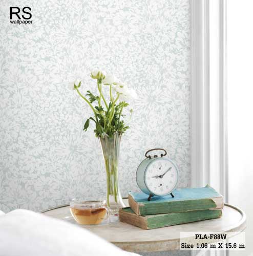 วอลเปเปอร์ ลายดอกไม้สีขาวฟ้า PLA-F88W