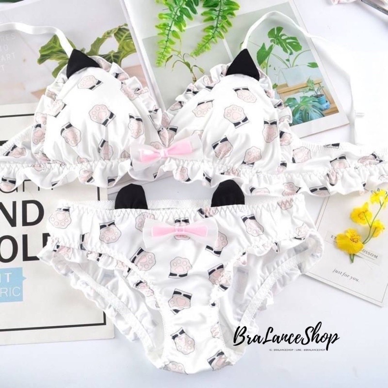 BLS✿loli15 Setบรา+กกน. ชุดชั้นในแฟชั่น สไตล์โอเอะ สาวกทาสแมว