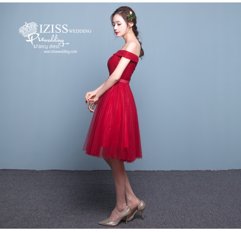 DS010 - **Pre order** ชุดราตรีหรู เดรสสั้นออกงาน (short dresses) ชุดไปงานแต่งงานสวยๆ ชุดยกน้ำชา "ธีมสีแดง"