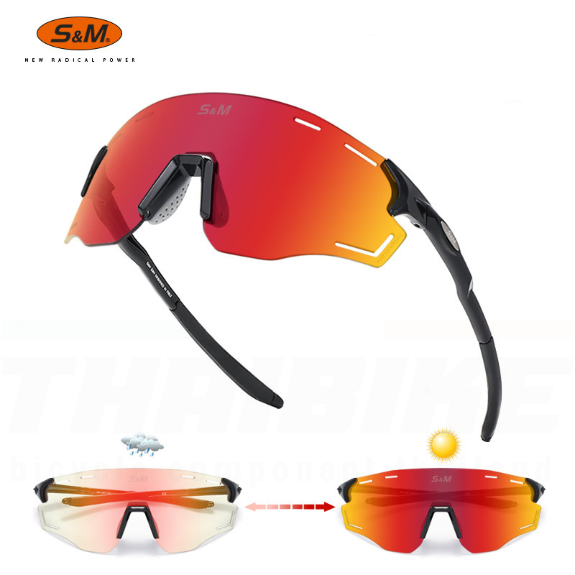 แว่นตากันแดดจักรยาน เลนส์ออโต้ S&M พร้อมกรอบเลนส์สายตา
