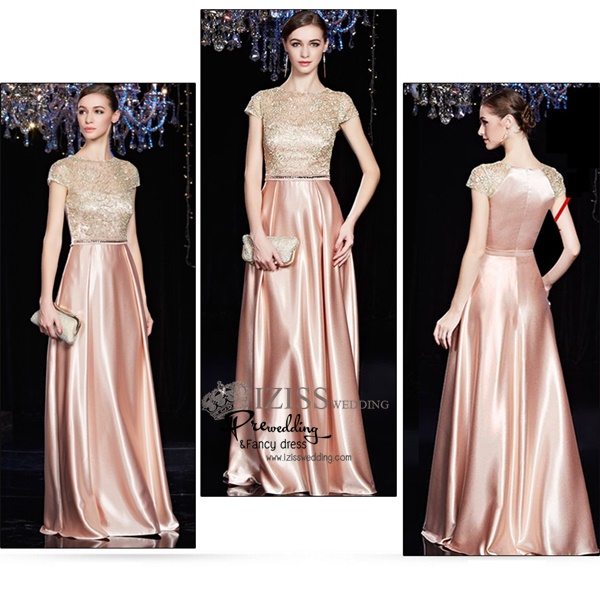 T015**พรีออเดอร์เดรสสีแชมเปญอมส้ม สีม่วง สีแดง **ชุดราตรียาวสีแชมเปญอมส้ม แขนสั้น เล่นดีเทลซีทรูช่วงอกและแขน ตัวเสื้อช่วงบนใช้ผ้าโปร่งปักดิ้นทองลายดอกไม้ แถบเพชรสี่เหลี่ยมตกแต่งเป็นเข็มขัดสวยหรู ตัดต่อกระโปรงผ้าสีพื้นทรงปล่อย ใส่สบาย งานเกรดพรีเมี่ยม ไฮโซ