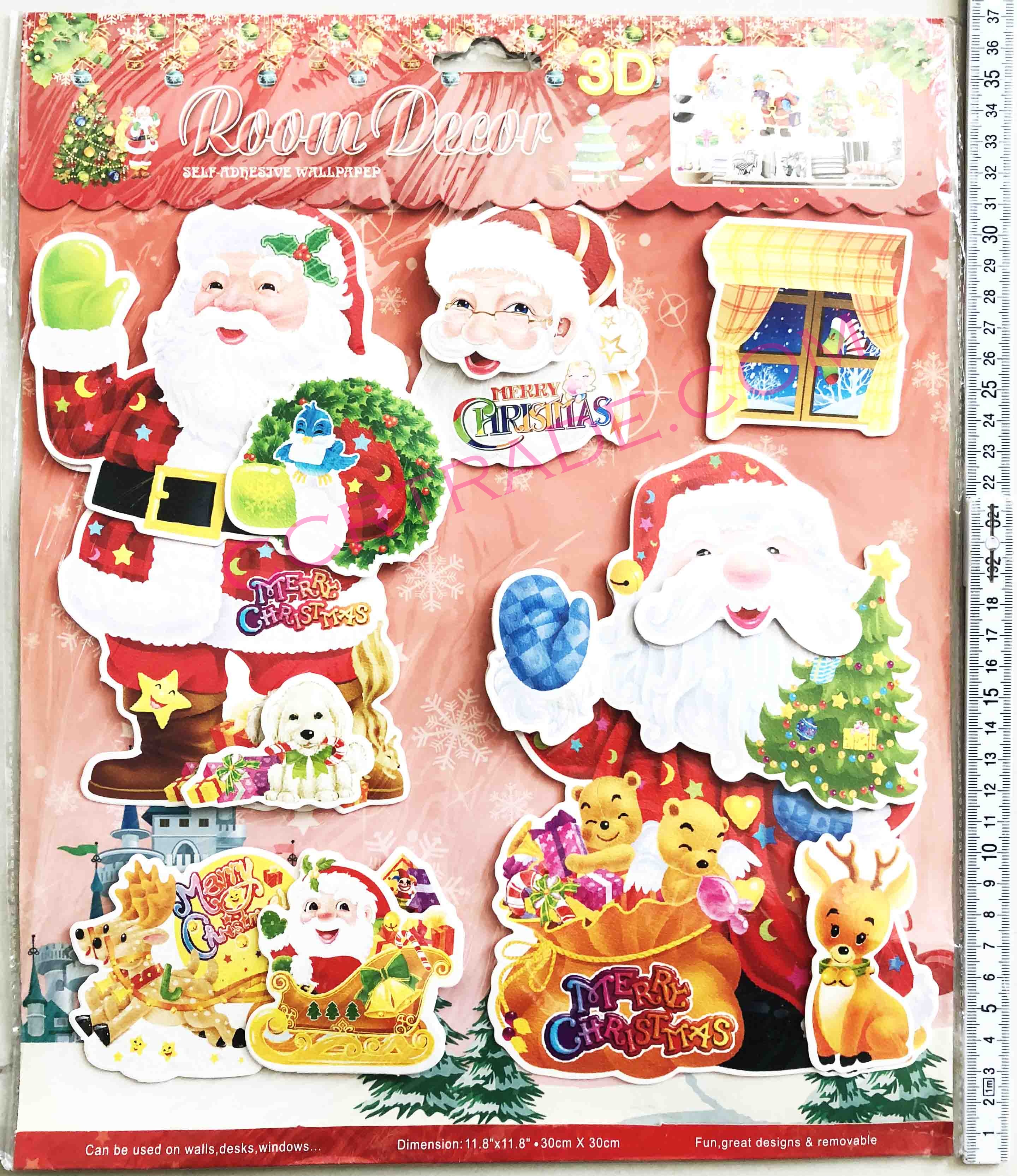 สติ๊กเกอร์ 3 มิติจัมโบ้ ลายซานต้า 30x37 ซม.